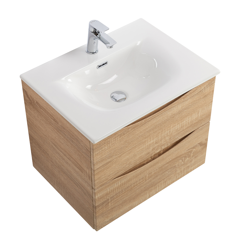 Тумба с раковиной подвесная BelBagno MARINO-CER-N-600-2C-SO-WO-P Rovere Bianco, раковина белая BB-8099-60