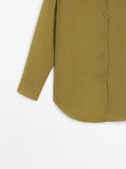 Massimo Dutti Рубашка свободного кроя с рубашечным воротником, зеленый