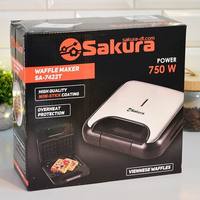 Вафельница "Венские вафли" 750Вт с антипригарным покрытием, SA-7422T
