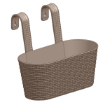 Кашпо "Ведро декоративное РАТТАН" большое овальное настенное с крючками для подвеса, цвет серый