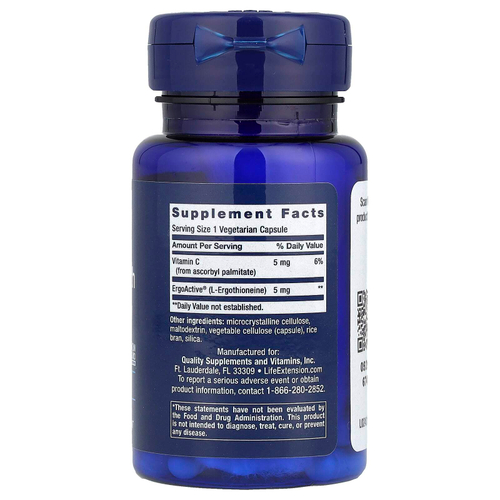 Life Extension, Essential Youth L-эрготионеин, 5 мг, 30 вегетарианских капсул