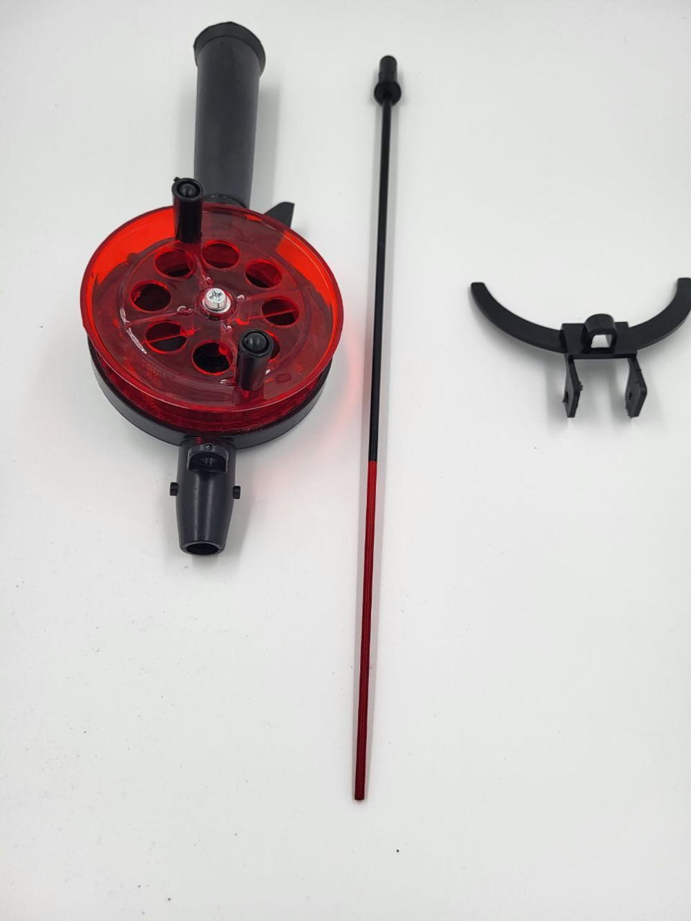 Удочка для зимней рыбалки Три Кита Tehno, катушка d-75mm, с пластмассовой ручкой (хлыст стекловолокно), красная, 1 штука (удочка зимняя)