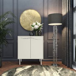 Комод Арт Колор matte Стайл Сильвер с 2 полками Кремовый белый матовый