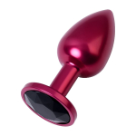 Красная анальная пробка 7,2см с кристаллом черного цвета ToyFa Metal 717007-95
