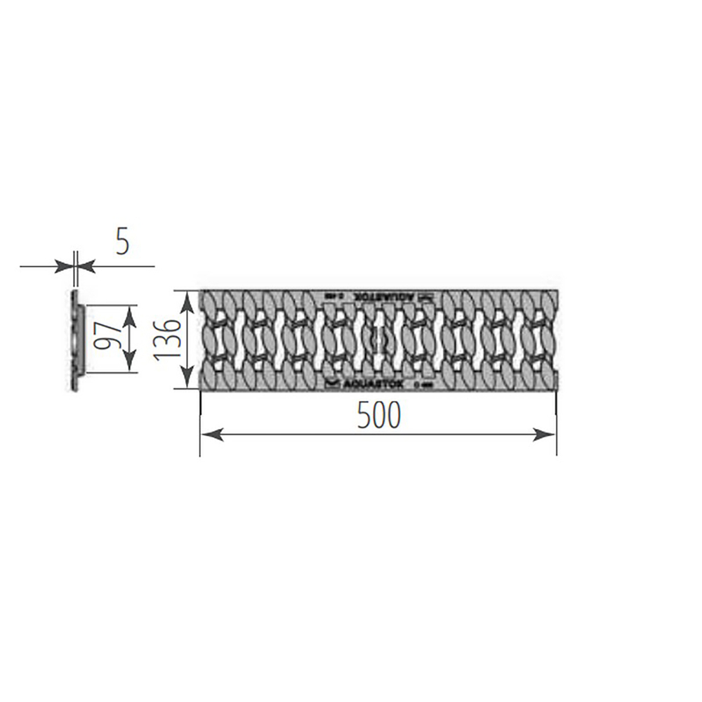 Решетка чугунная косичка Norma DN100 C250  500*136*17.5 (31017C)    АКЦИЯ!!!