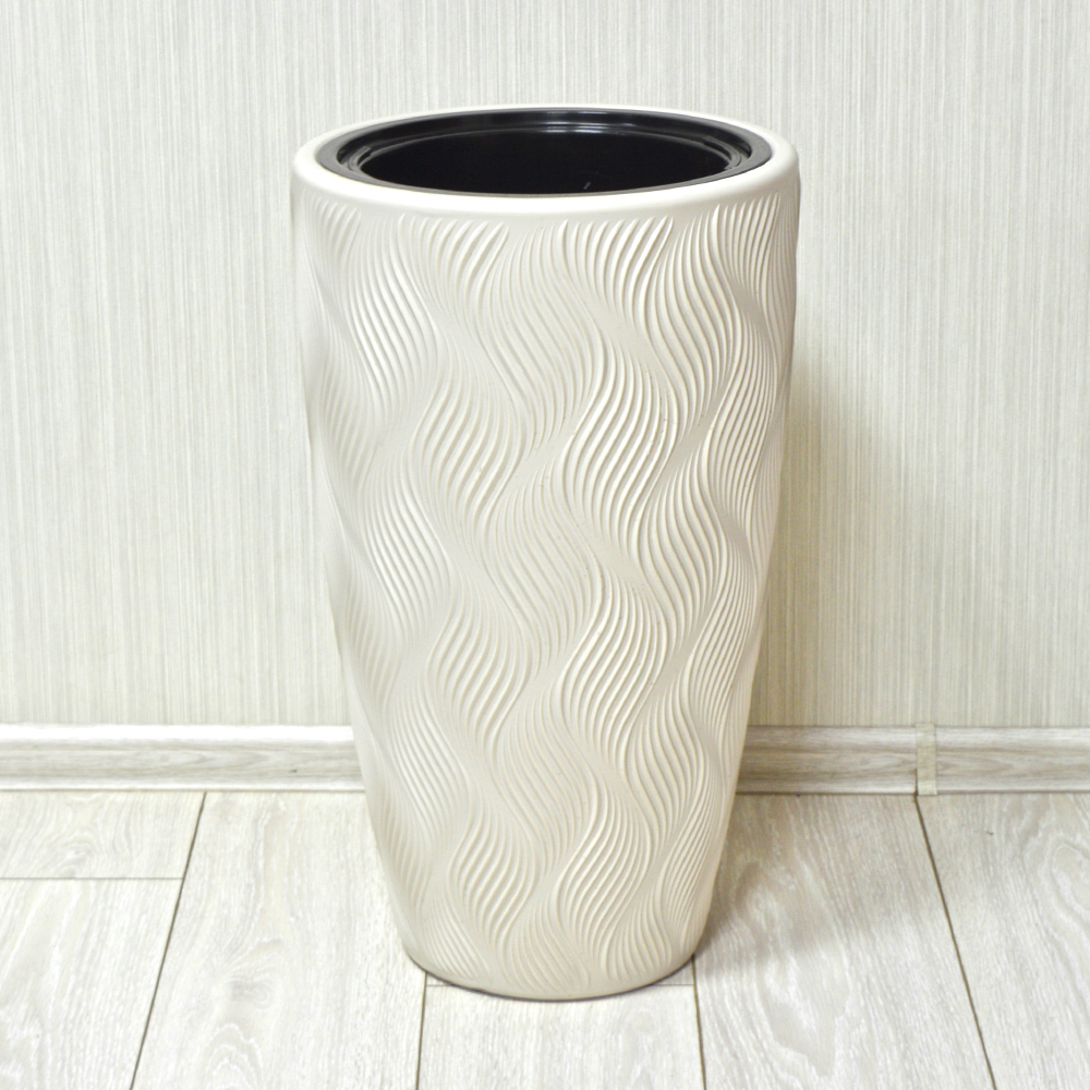 Кашпо Флэйм 42л, со вставкой 251*243мм (светло-бежевый)