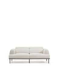 2-местный диван Aurum из шенилла цвета экрю и серого металла 210 см