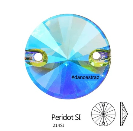 Стразы пришивные, Rivoli, Peridot SI, 214SI, 16mm, (144 ea/pkg), 5A+best, (F2)