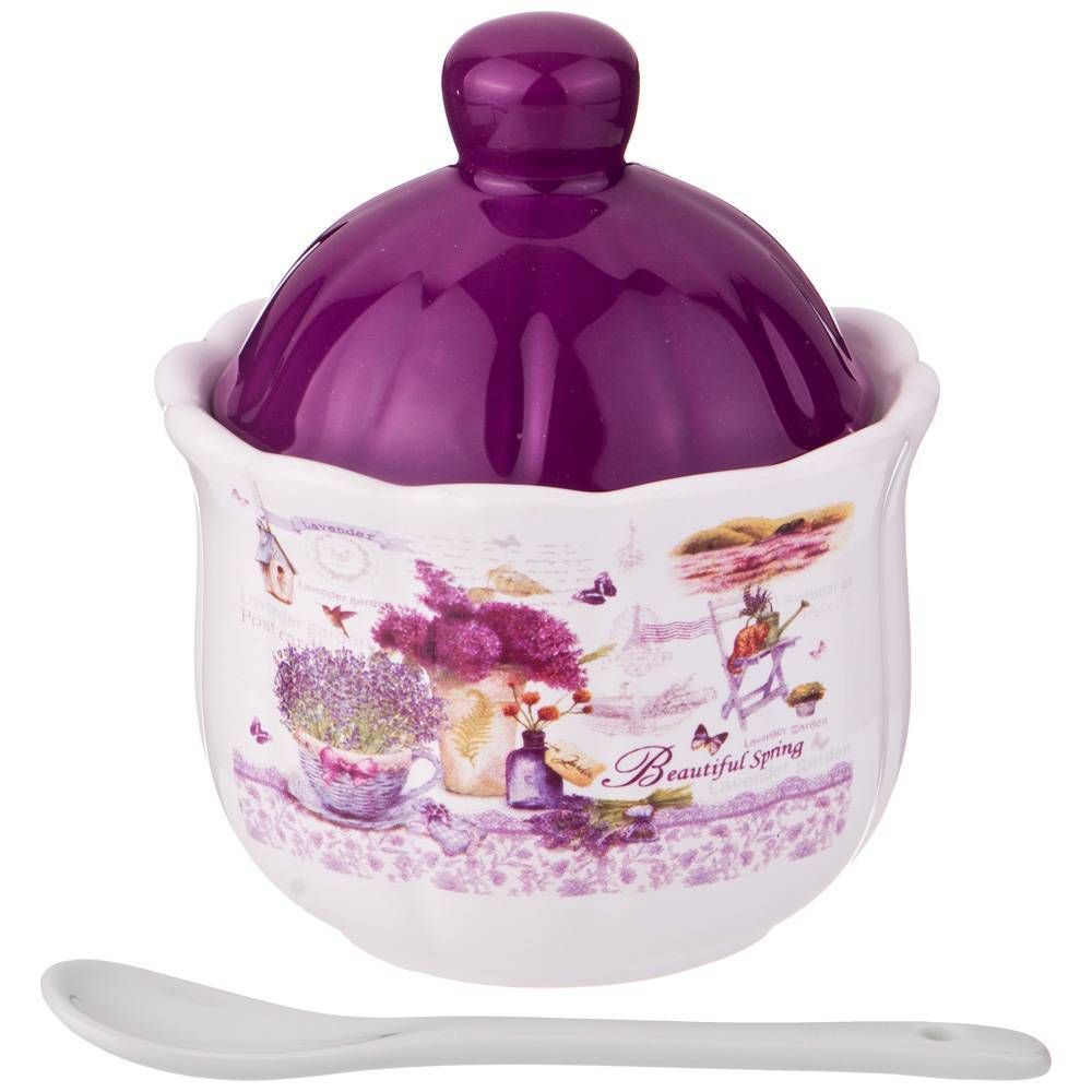 САХАРНИЦА С ЛОЖКОЙ AGNESS "ЛАВАНДОВАЯ ВЕСНА" 10*11,5 СМ 240 МЛ (КОР=36ШТ.)