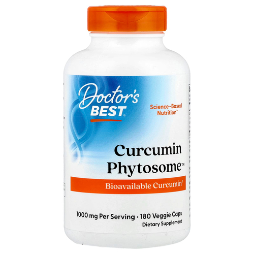 Doctor's Best, Curcumin Phytosome, куркумин, 1000 мг, 180 растительных капсул (500 мг в 1 капсуле)
