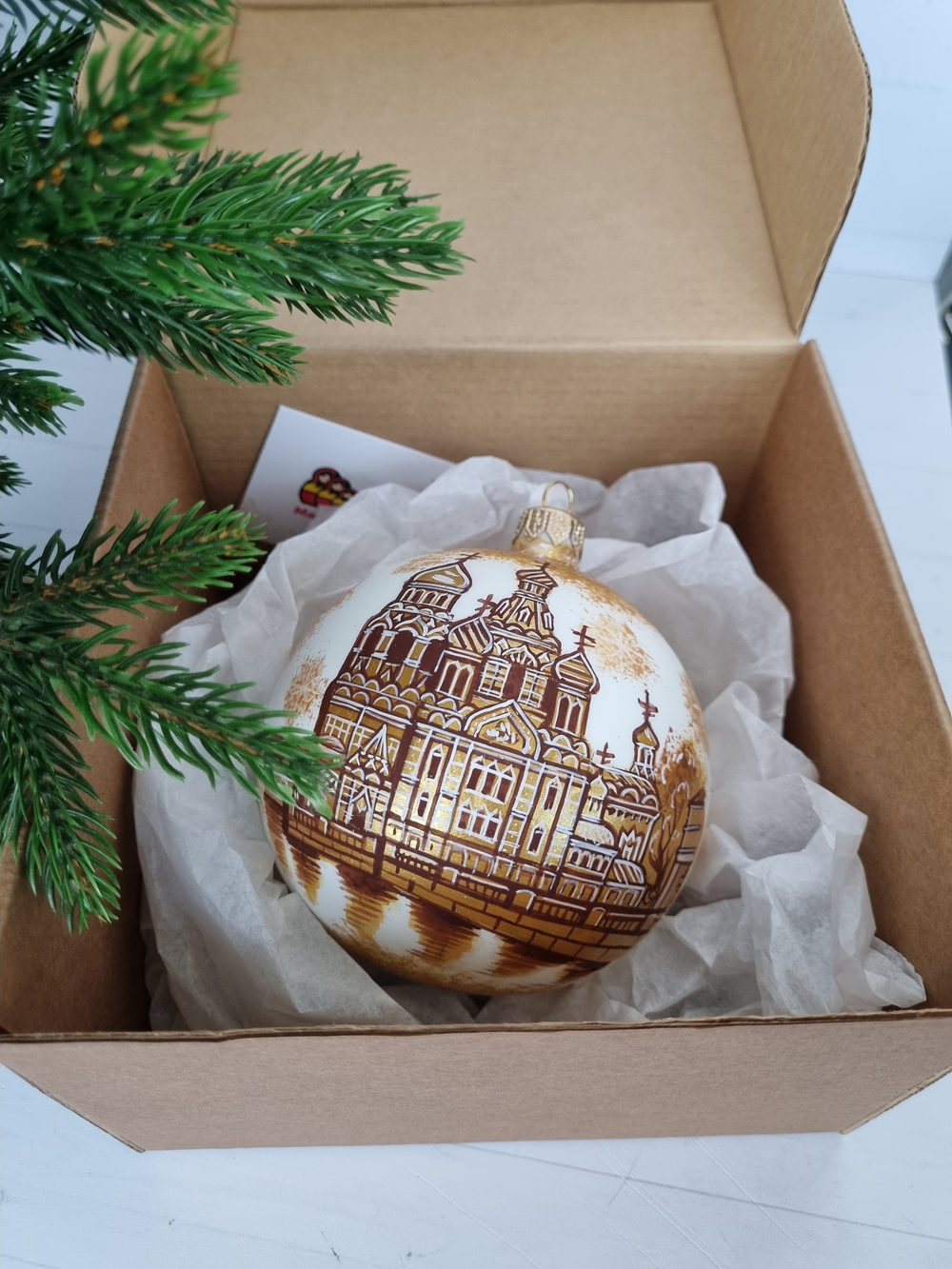 Шар стеклянный "Спас на крови",  ручная роспись