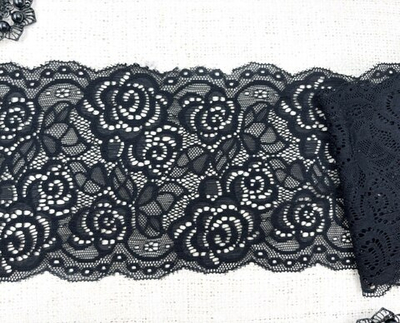 Кружево стрейч, ш. 13,5 см, чёрный