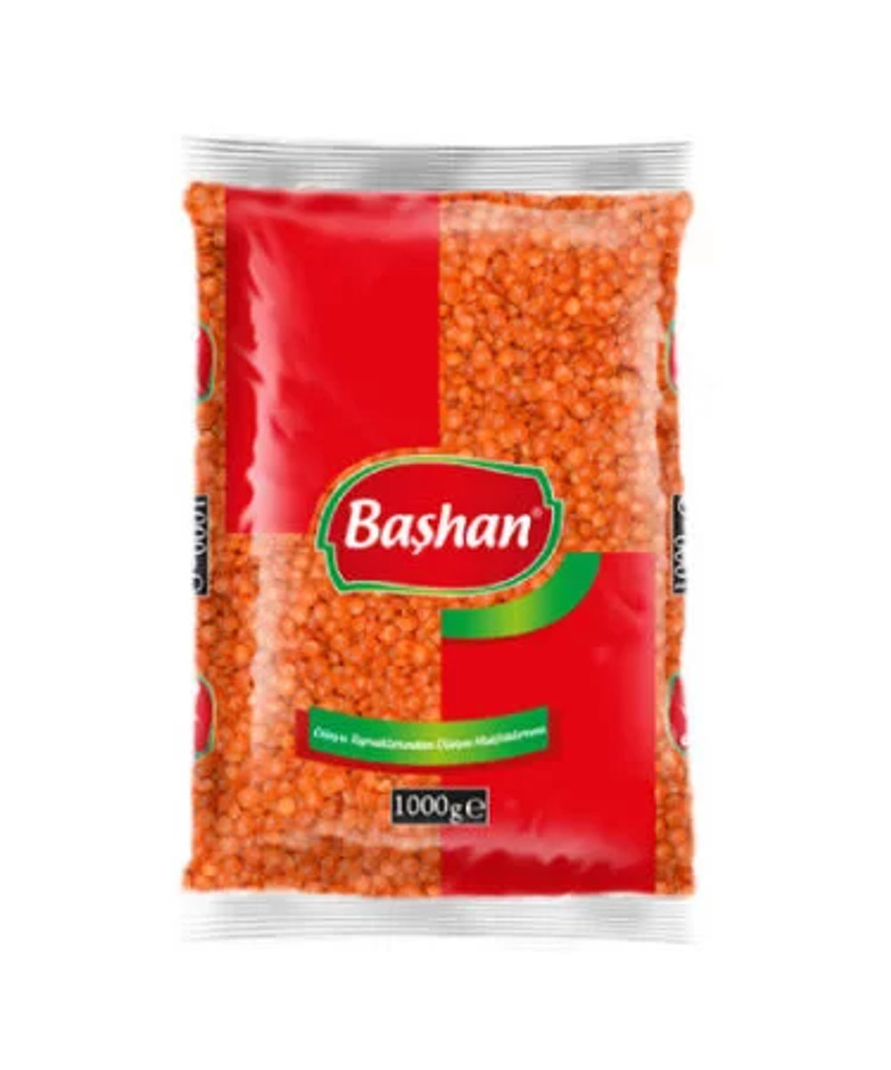 Красная чечевица, круглая, шлифованная, Bashan, 1 кг