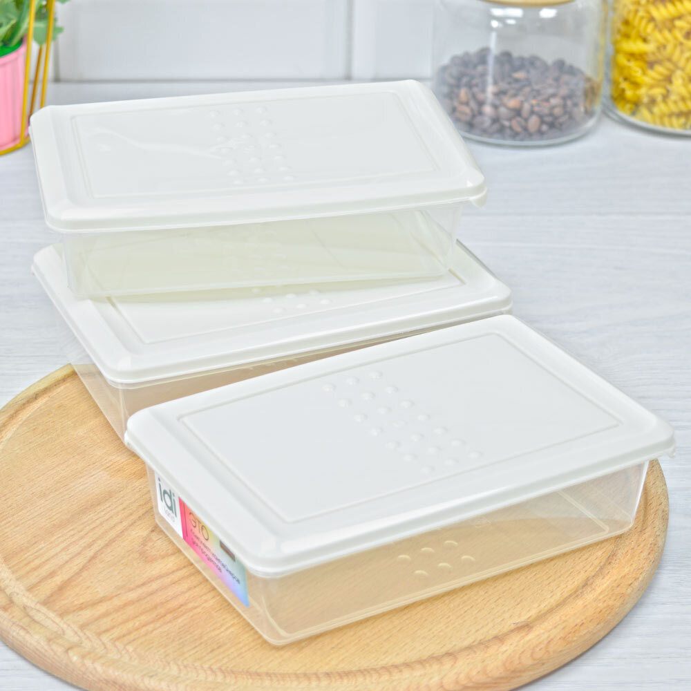 Комплект контейнеров для продуктов 3шт 0,75л "Asti", прямоугольные (светло-бежевый)