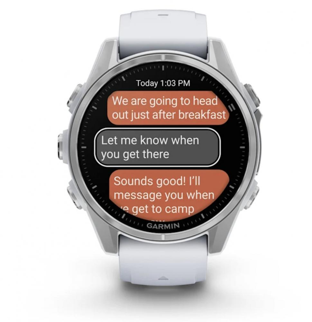 Умные часы Garmin Fenix 8, 43 мм, AMOLED, Silver with White Stone silicone band