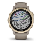 Спортивные наручные часы Garmin Fenix 6s Pro Solar золотистый с песочным ремешком 010-02409-11