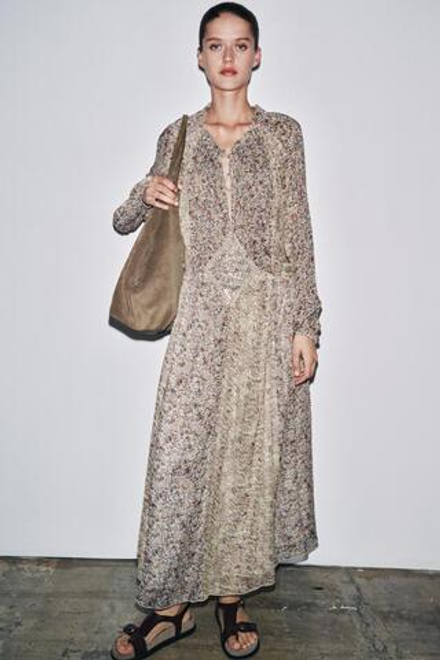 ZARA ПЛАТЬЕ ИЗ МЕТАЛЛИЗИРОВАННОЙ НИТИ ZW COLLECTION, РАЗНОЦВЕТНЫЙ