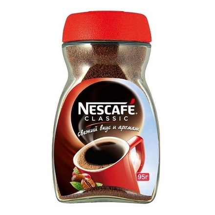 Nescafe classic, растворимый, стекло, 95 гр