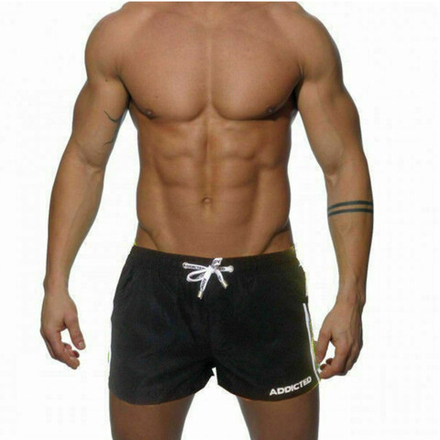 Мужские пляжные шорты черные с белыми вставками по бокам Addicted Racing Stripe Swim Shorts Black