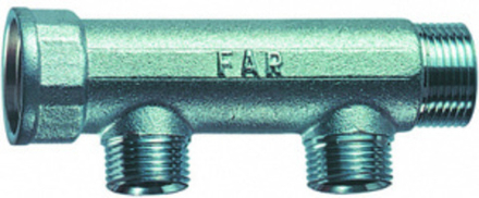 Коллектор 1" (ВР-НР) с 2 отв. 1/2" НР (межосев. 50 мм)