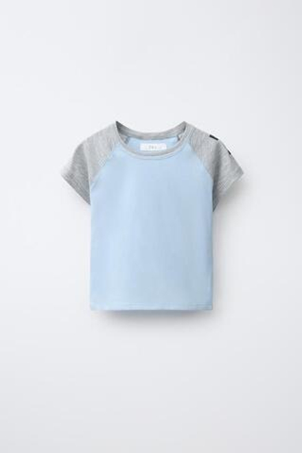 ZARA ФУТБОЛКА С РУКАВАМИ РЕГЛАН, ГОЛУБОЙ