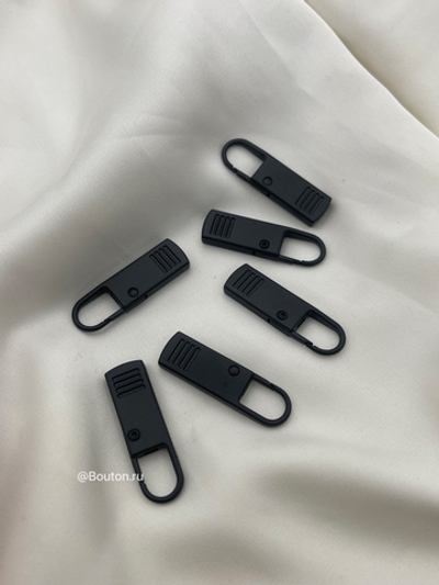 Пуллер для молнии, черный матовый  металлический, 3,65 см × 1,5 см