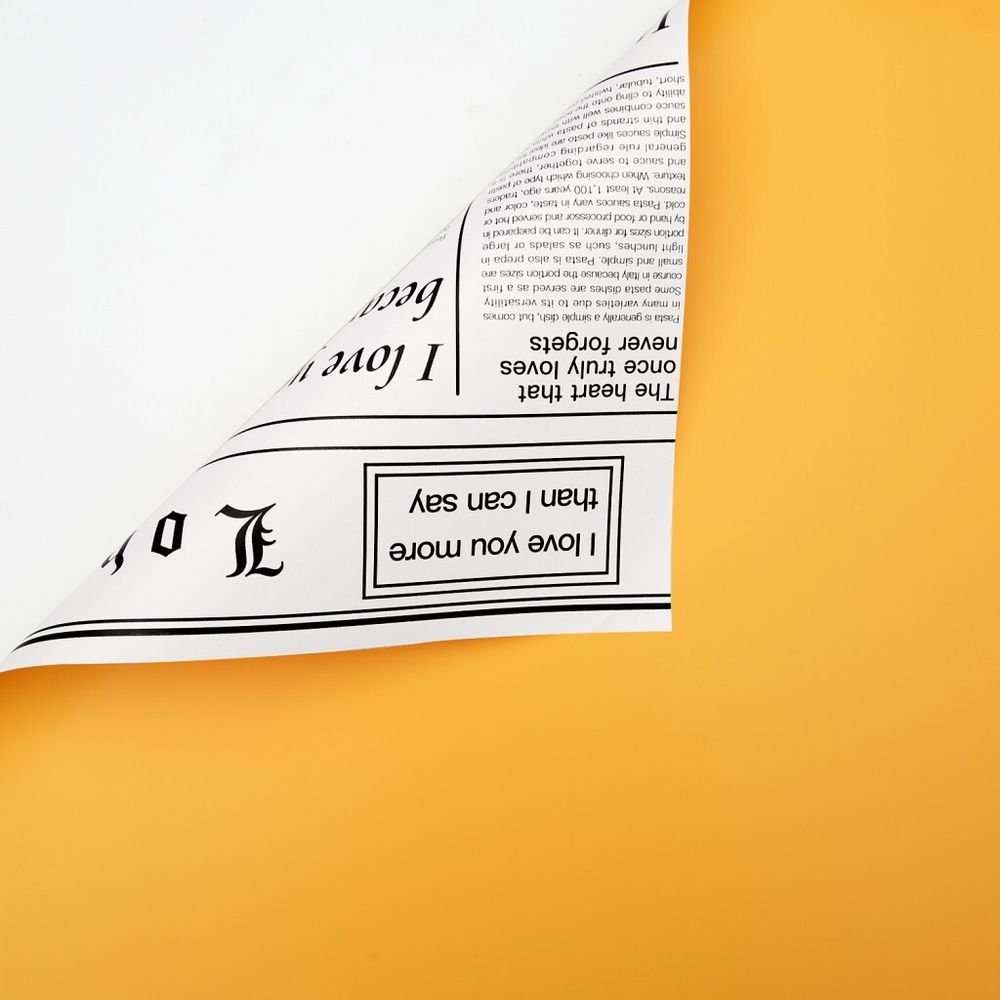 Пленка матовая 2-х сторонняя Газета 58см*10м ЖЕЛТЫЙ/БЕЛЫЙ