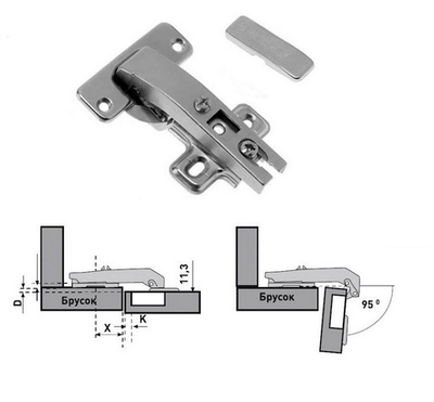 Петля мебельная ASTIL AY8215/90 д/угл.дв.неразб. со съём накл. 90град./200