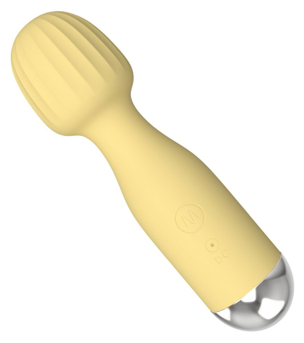 Желтый мини-вибратор с шаровидной головкой (Цвет: желтый)