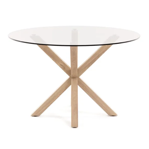 Стол Argo Ø120 см, стеклянная столешница, светлые ножки