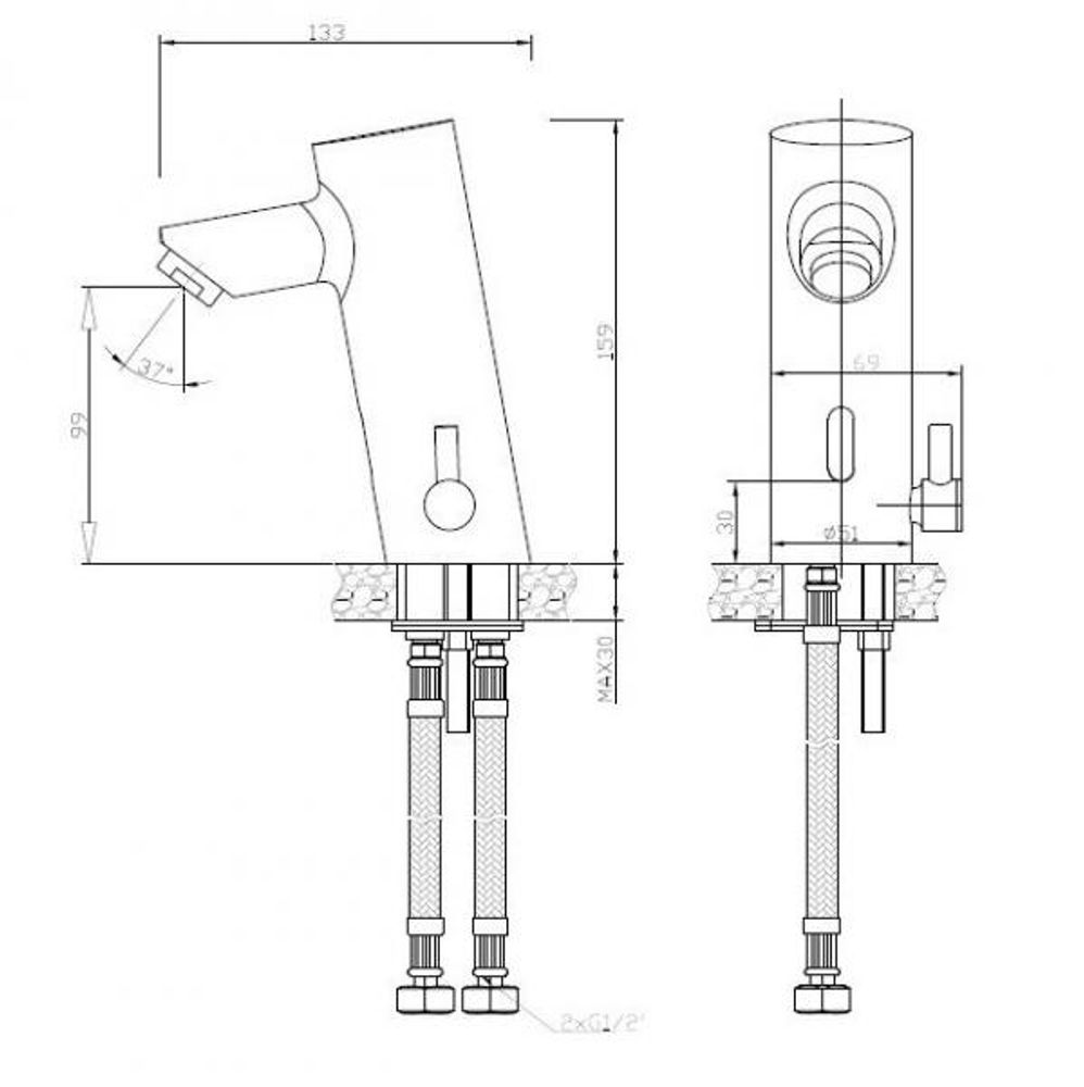Смеситель сенсорный для раковины и столешницы латунь NOFER 07261M.B глянцевый