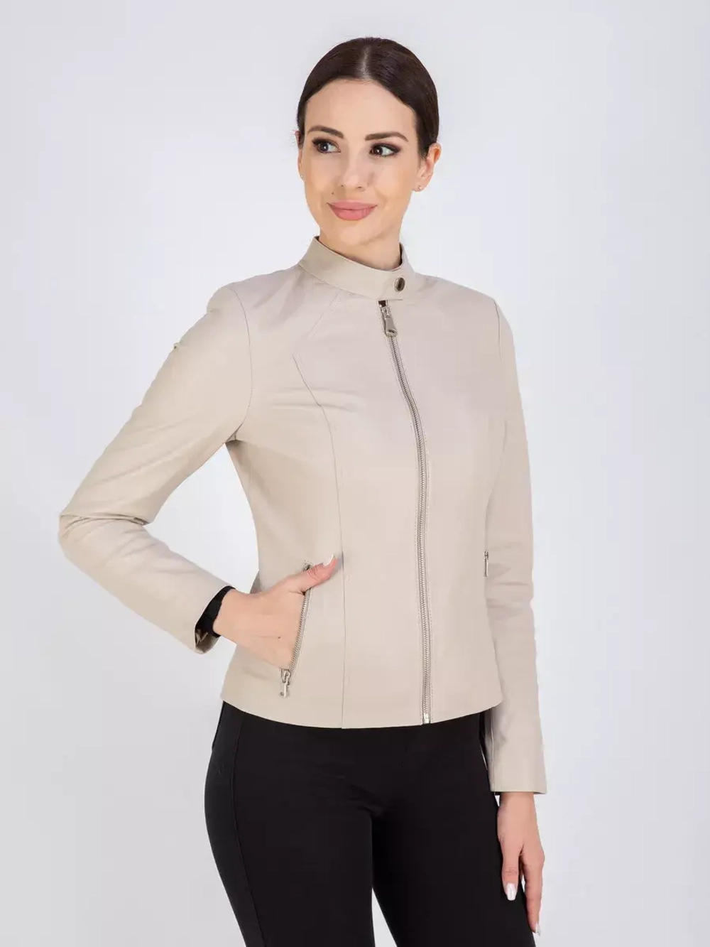 Кожаная куртка демисезонная на молнии