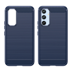 Мягкий чехол синего цвета в стиле карбон для Samsung Galaxy A54 5G, серии Carbon от Caseport