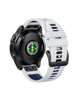 Ремешок силиконовый QuickFit 22 мм. для Garmin Fenix 7 PRO/7/6/5/5 plus, Quatix 5, MARQ, Forerunner 935 / 945, instinct, instinct 2 (Белый/Темно-синий)