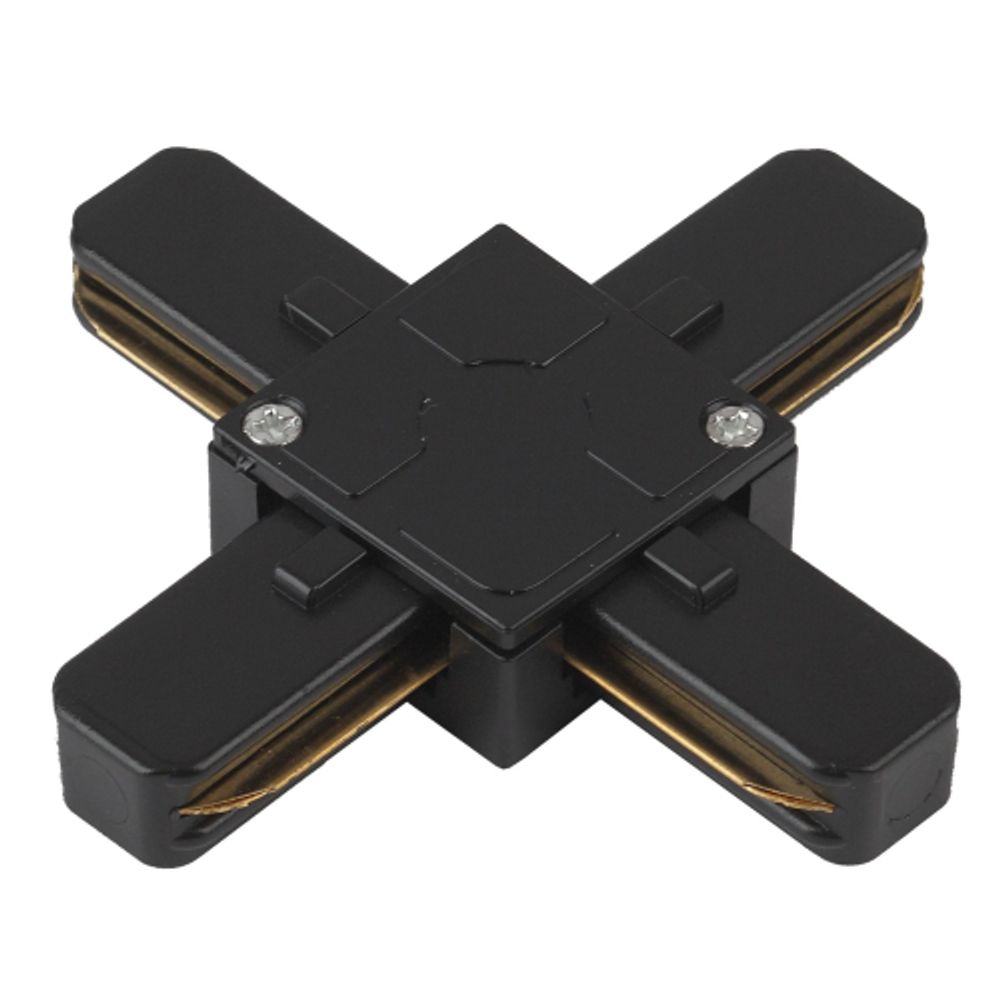 Коннектор ЭРА TR7-C 2W X BK для однофазного шинопровода Х-образный черный | Однофазный шинопровод и аксессуары