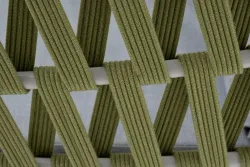 "Диего" кресло плетеное из роупа, каркас алюминий светло-серый (RAL7035) муар, роуп салатовый меланж круглый, ткань светло-серая