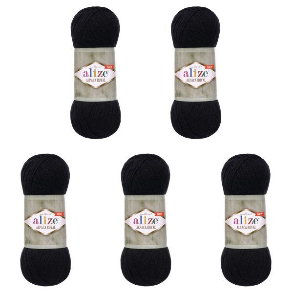 Пряжа Alize (Ализе) Alpaca Royal New / уп.5 мот. по 100 г, 250м, (60 черный)