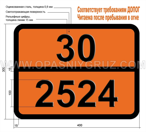 Табличка Опасный груз 30-2524 ЭТИЛОРТОФОРМИАТ