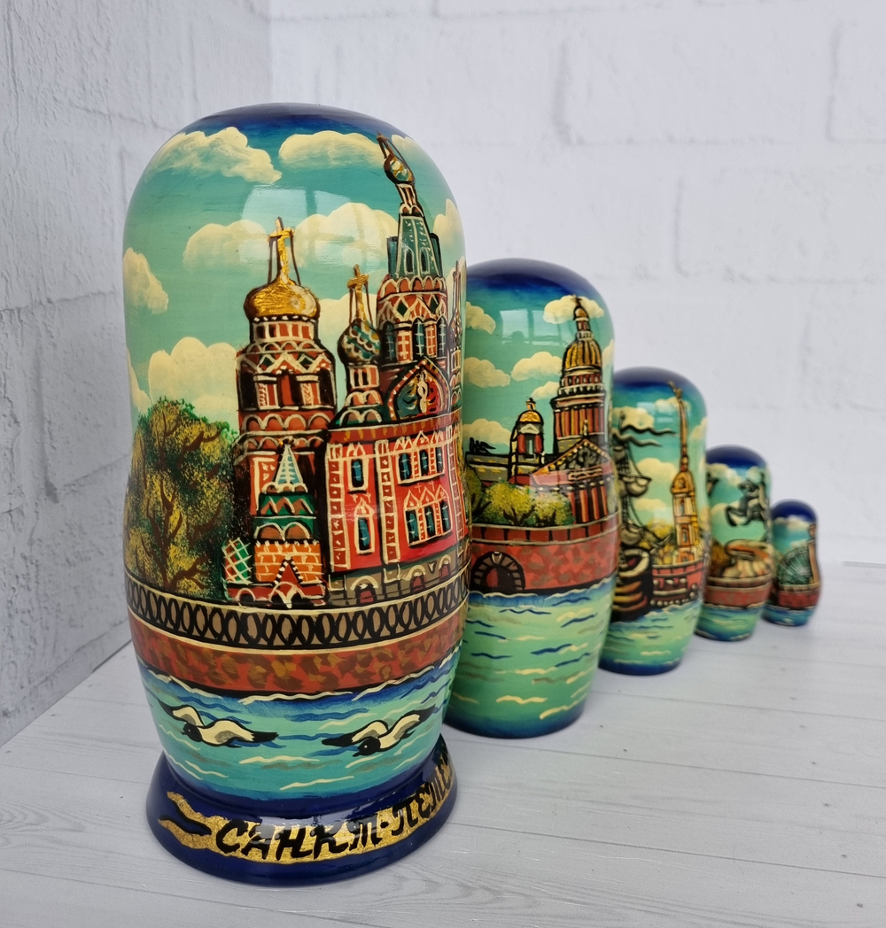 Матрешка "Виды города" 5 мест