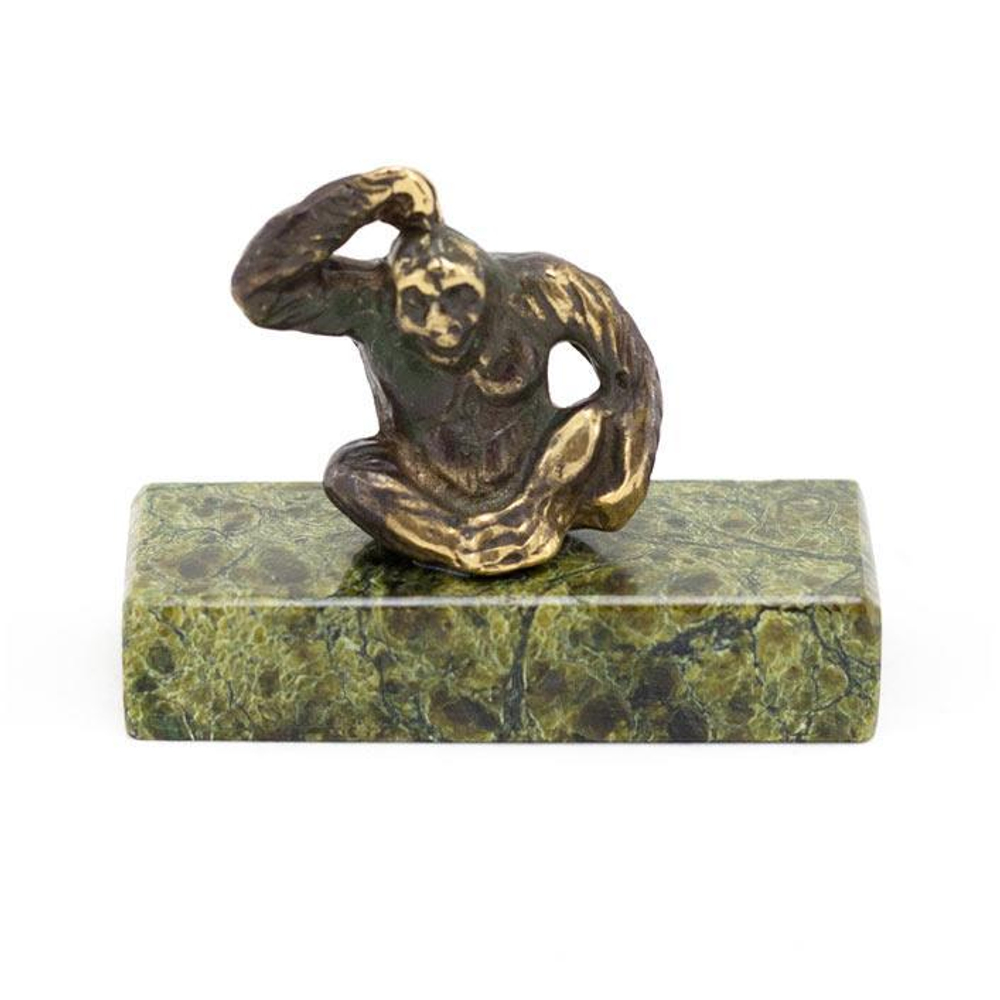 Статуэтка "Думающая обезьяна" бронза змеевик G 116171
