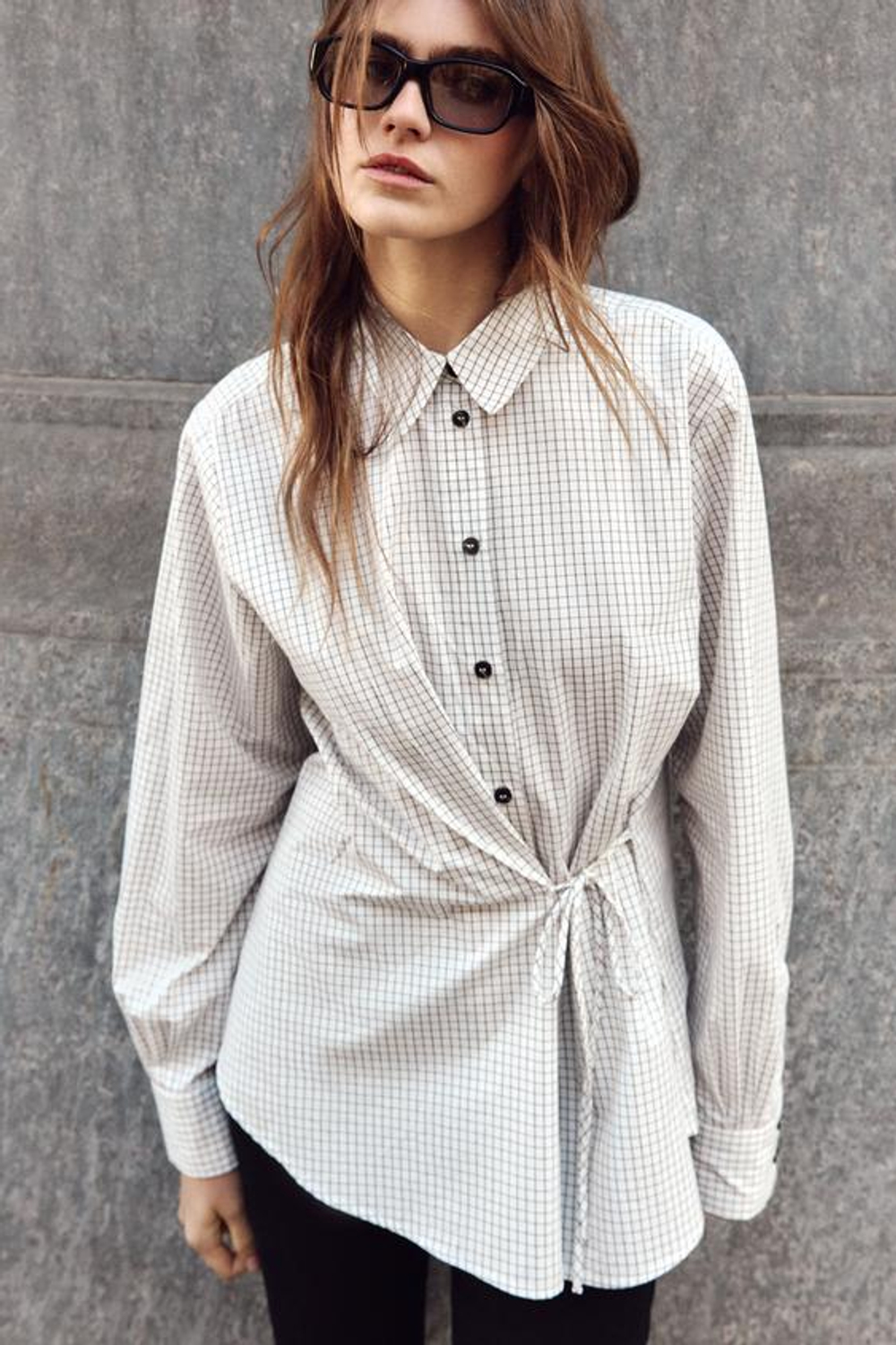 Рубашка в клетку с бантиками - ZARA
