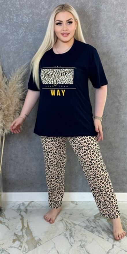 Пижама женская штаны+футболка к/р ШФ0007 велик