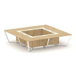 Steel Meet Стол переговорный квадратный KMK-PR.B.SP-16K Тиквуд Светлый/Ваниль Глянец/Металл Белый 32