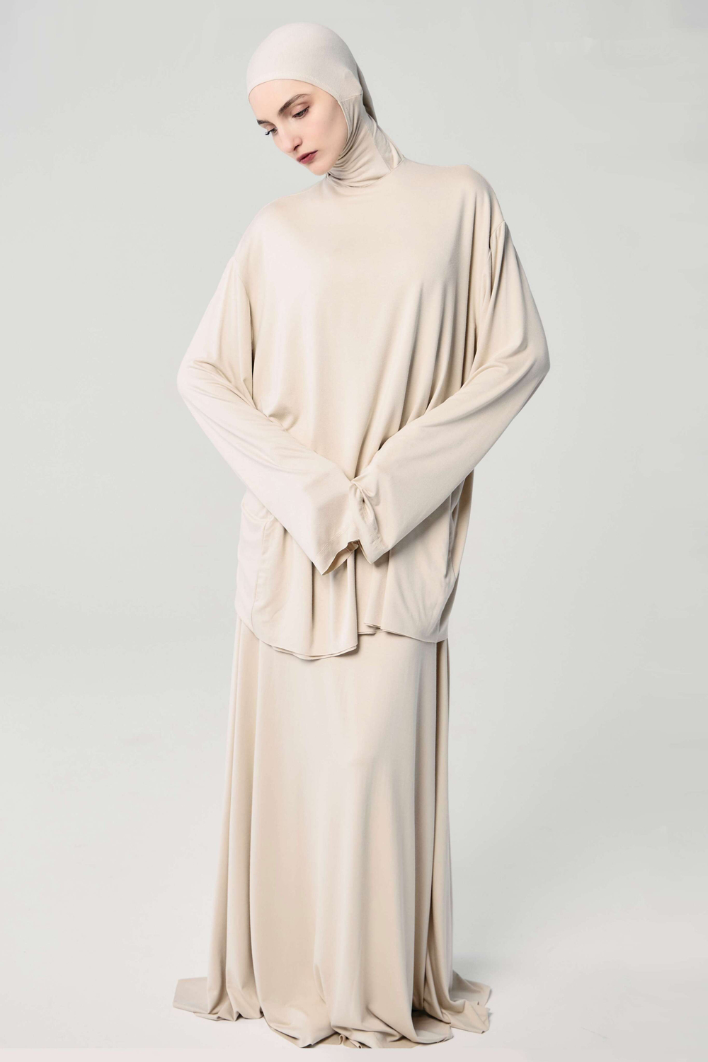 Юбка база широкая бежевая