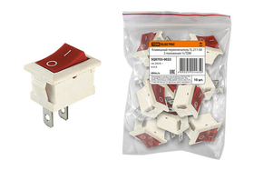 Клавишный переключатель YL-211-04 белый корпус, красная клавиша, 2 положения 1з TDM SQ0703-0022