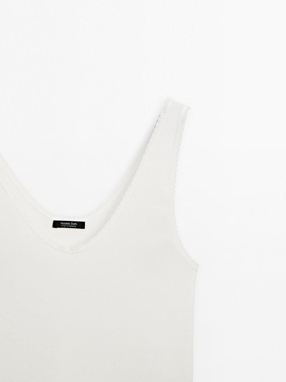 Massimo Dutti Топ из смесового хлопа, натуральный, кремовый