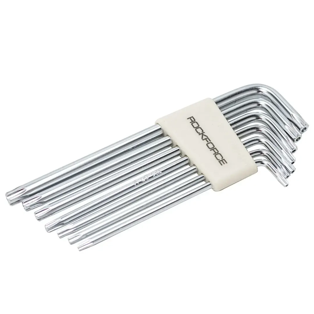 Набор ключей TORX Г-образных длинных с отверстием 7пр.(Т10Н,Т15Н,Т20Н,Т25Н,Т27Н,Т30Н,Т40Н) в пластиковом держателе RockForce##Rock FORCE RF-5071TL