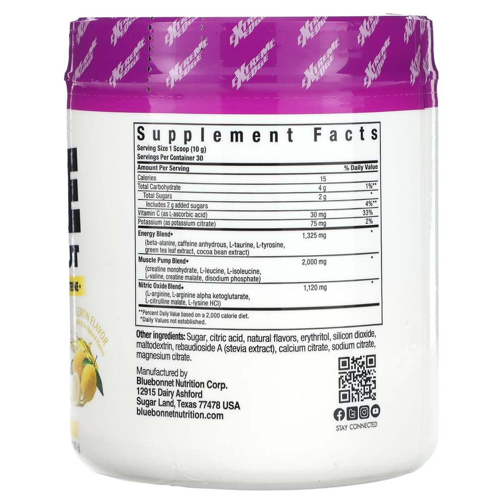 Bluebonnet Nutrition, Перед тренировкой, лимон, 300 г (0,66 фунта)