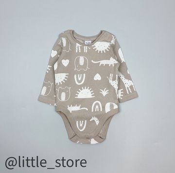 Боди хлопковое "Любимые зверята" бежевое