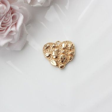 Подвеска Сердце фактурное, 22*24 мм, позолота, П976